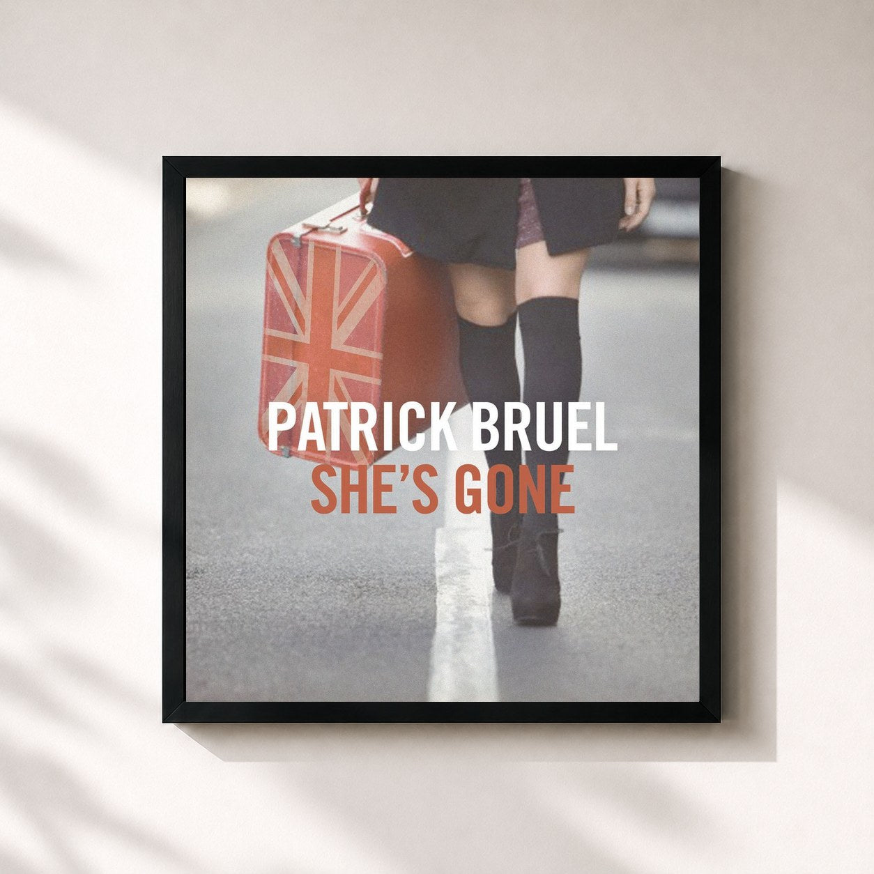 #noir Tableau carré de l'album She's Gone (EP) de Patrick Bruel, cadre noir 32x32 cm