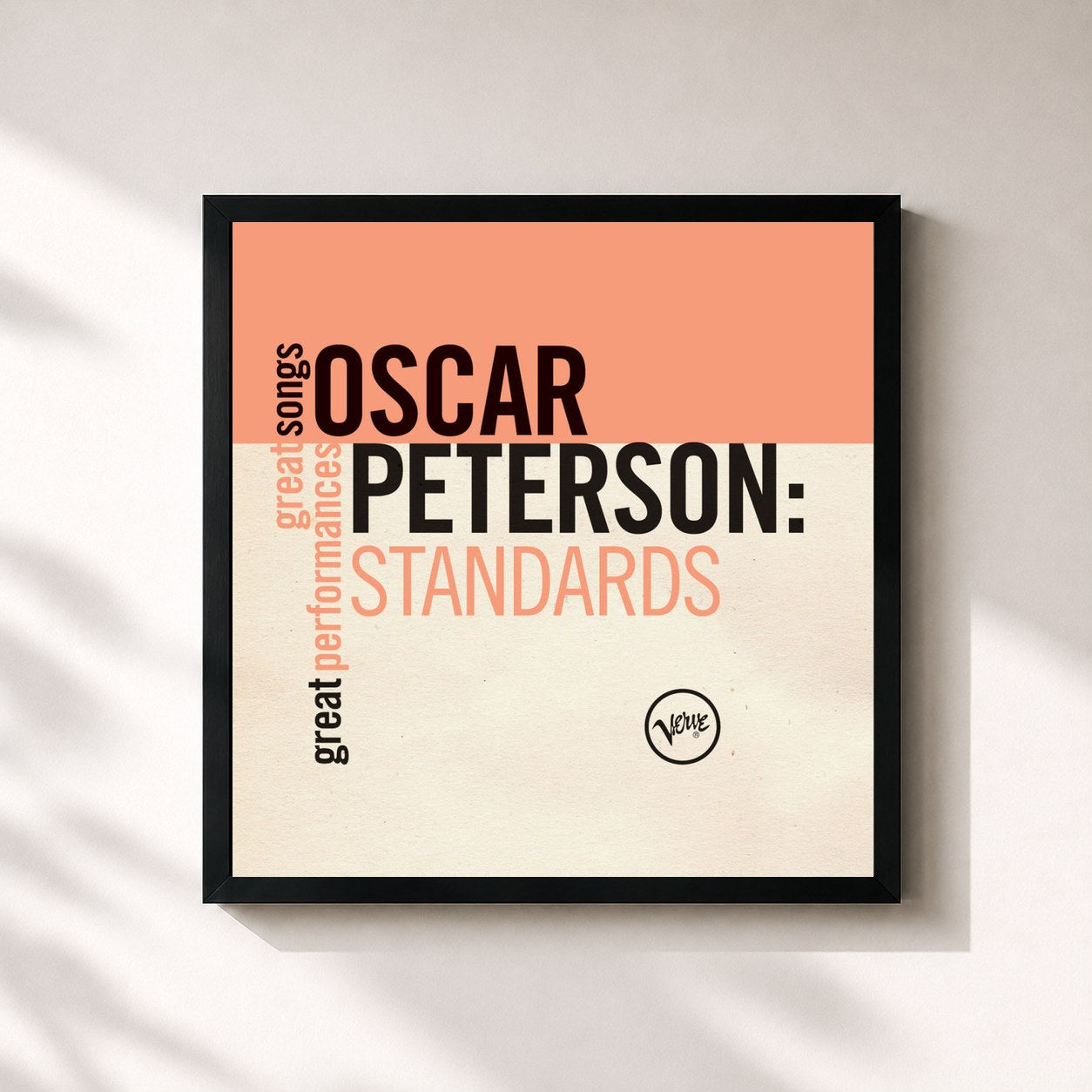#noir Tableau carré de l'album Standards (Great Songs/Great Performances) de Oscar Peterson, cadre noir 32x32 cm
