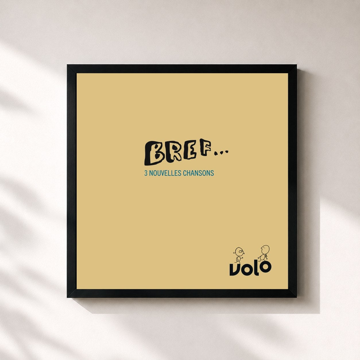 #noir Tableau carré de l'album Bref de Volo, cadre noir 32x32 cm