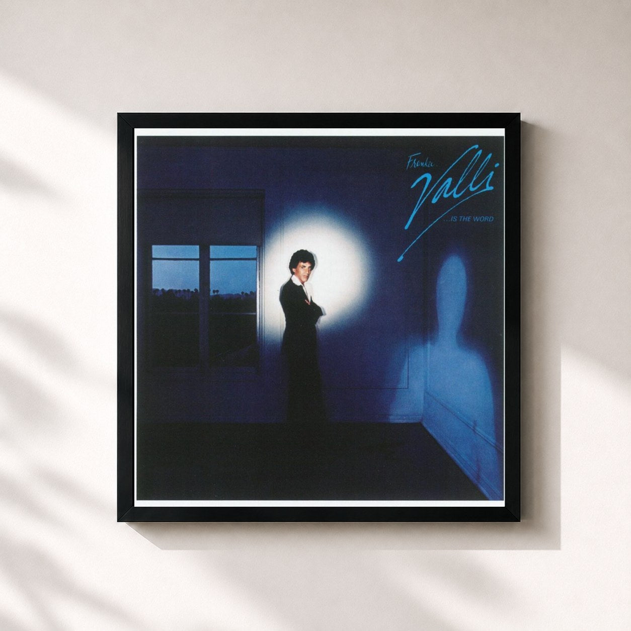 #noir Tableau carré de l'album Frankie Valli...Is The Word de Frankie Valli, cadre noir 32x32 cm