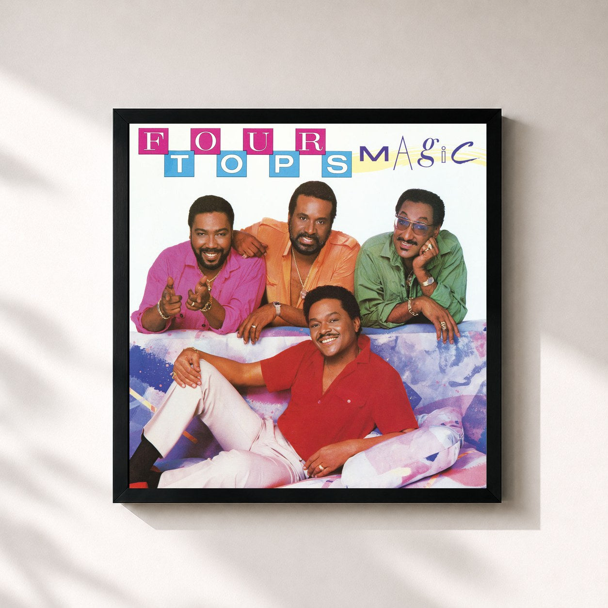#noir Tableau carré de l'album Magic de Four Tops, cadre noir 32x32 cm