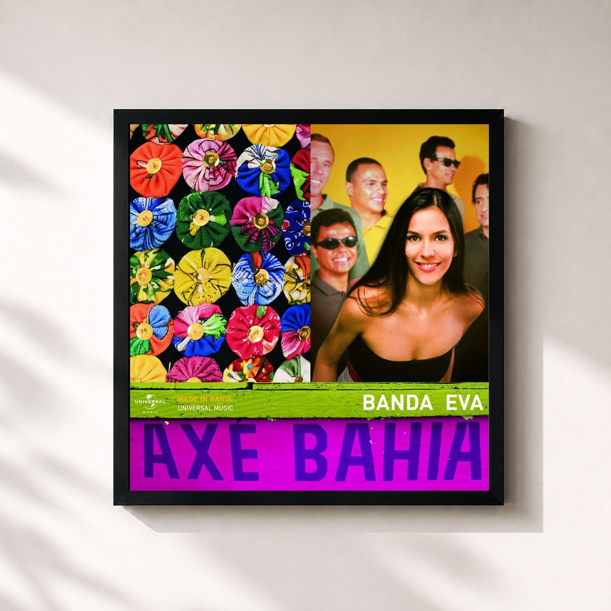 #noir Tableau carré de l'album Axé Bahia de Banda Eva, cadre noir 32x32 cm