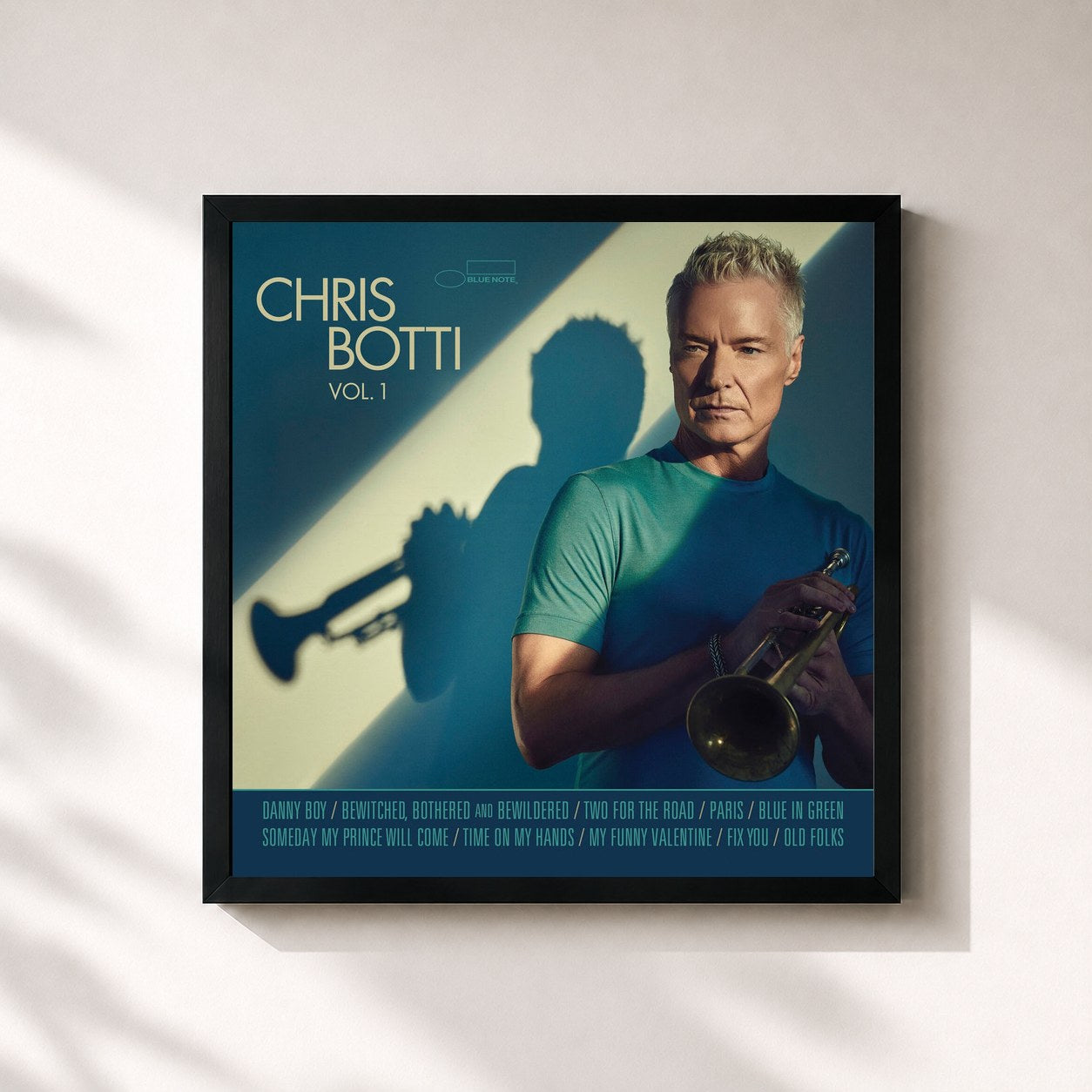 #noir Tableau carré de l'album Vol. 1 de Chris Botti, cadre noir 32x32 cm