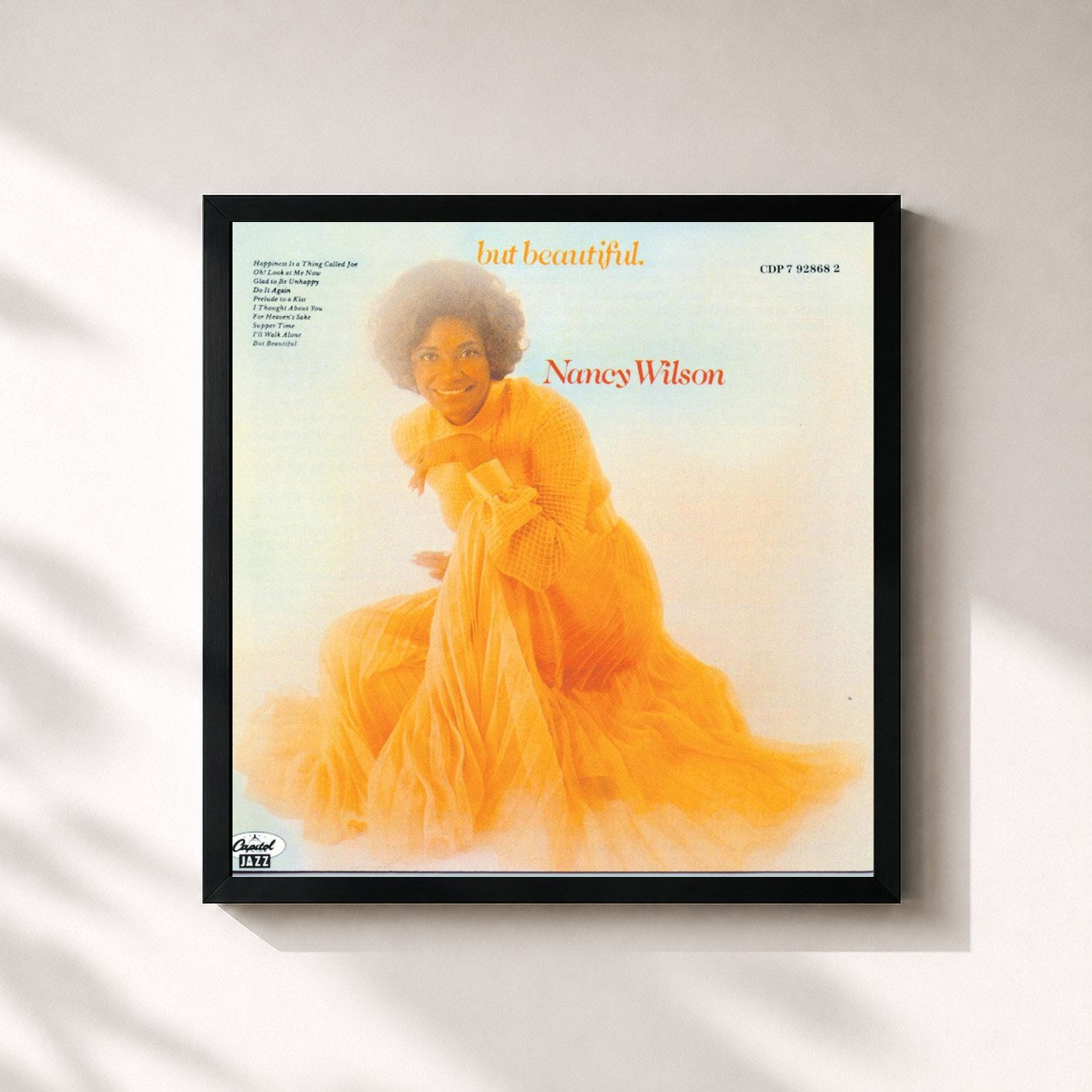 #noir Tableau carré de l'album But Beautiful (The Complete Album Sessions) de Nancy Wilson, cadre noir 32x32 cm