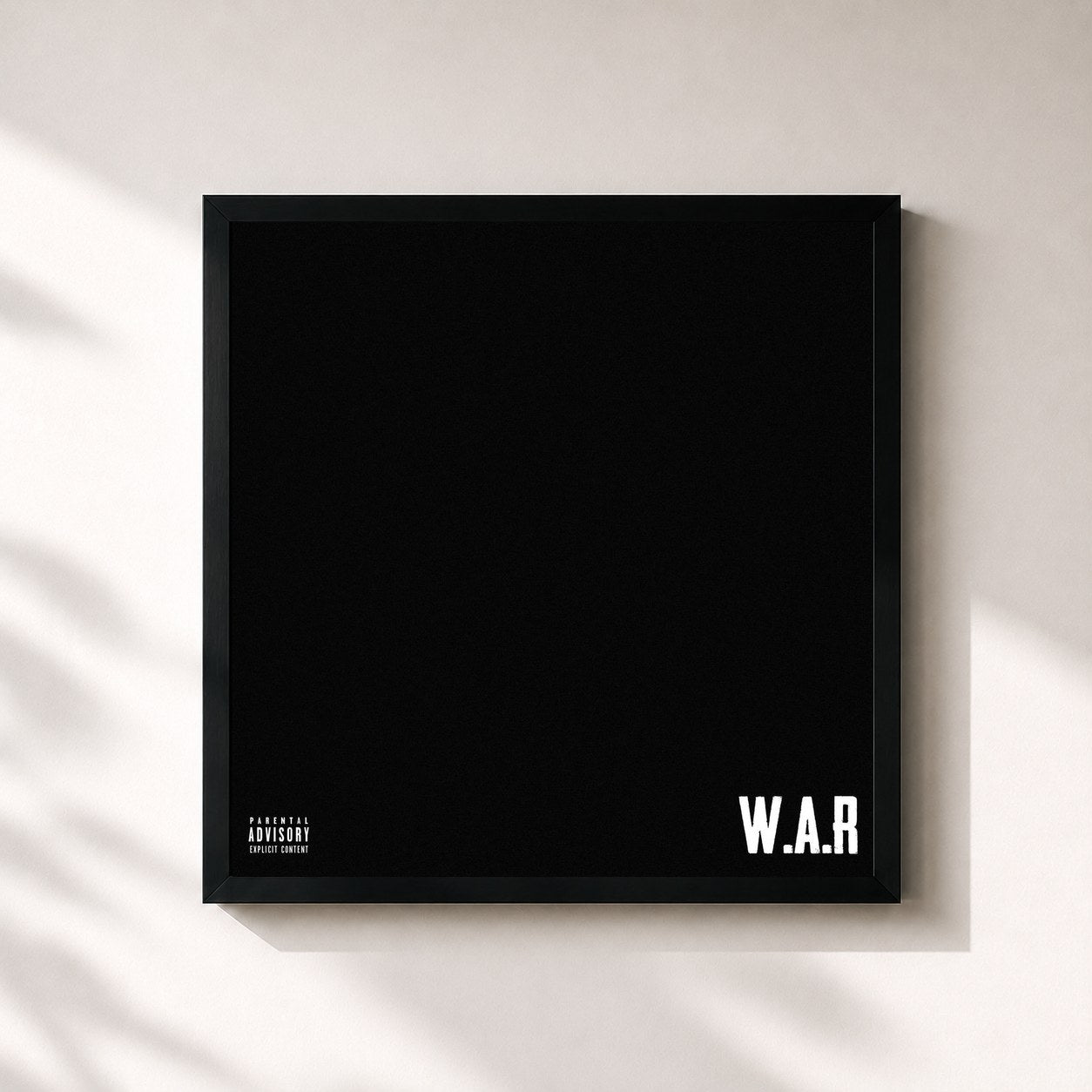 #noir Tableau carré de l'album W.A.R de Roshi, cadre noir 32x32 cm