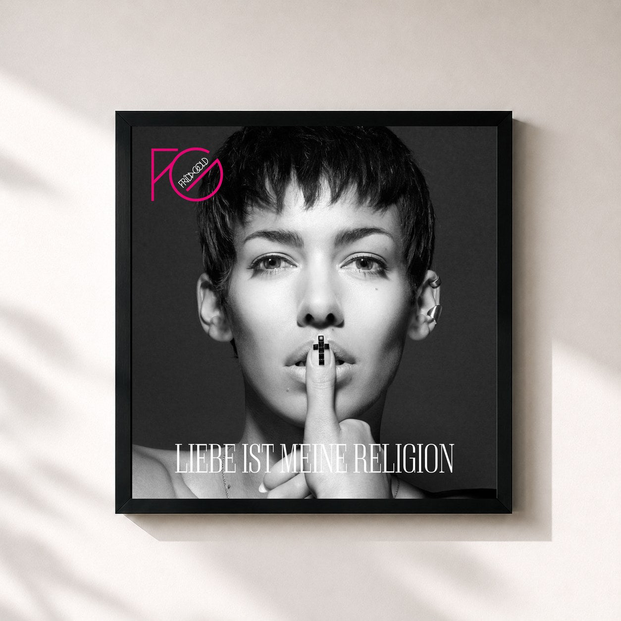 #noir Tableau carré de l'album Liebe ist meine Religion de Frida Gold, cadre noir 32x32 cm
