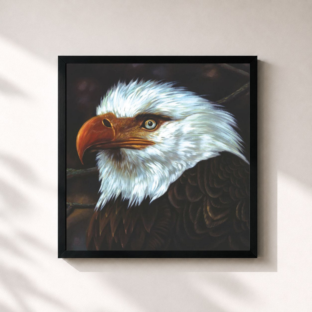 #noir Tableau carré de l'album The Hawk Is Howling de Mogwai, cadre noir 32x32 cm