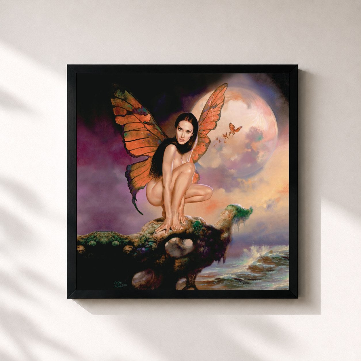 #noir Tableau carré de l'album Minage 20 Aniversario de Mónica Naranjo, cadre noir 32x32 cm