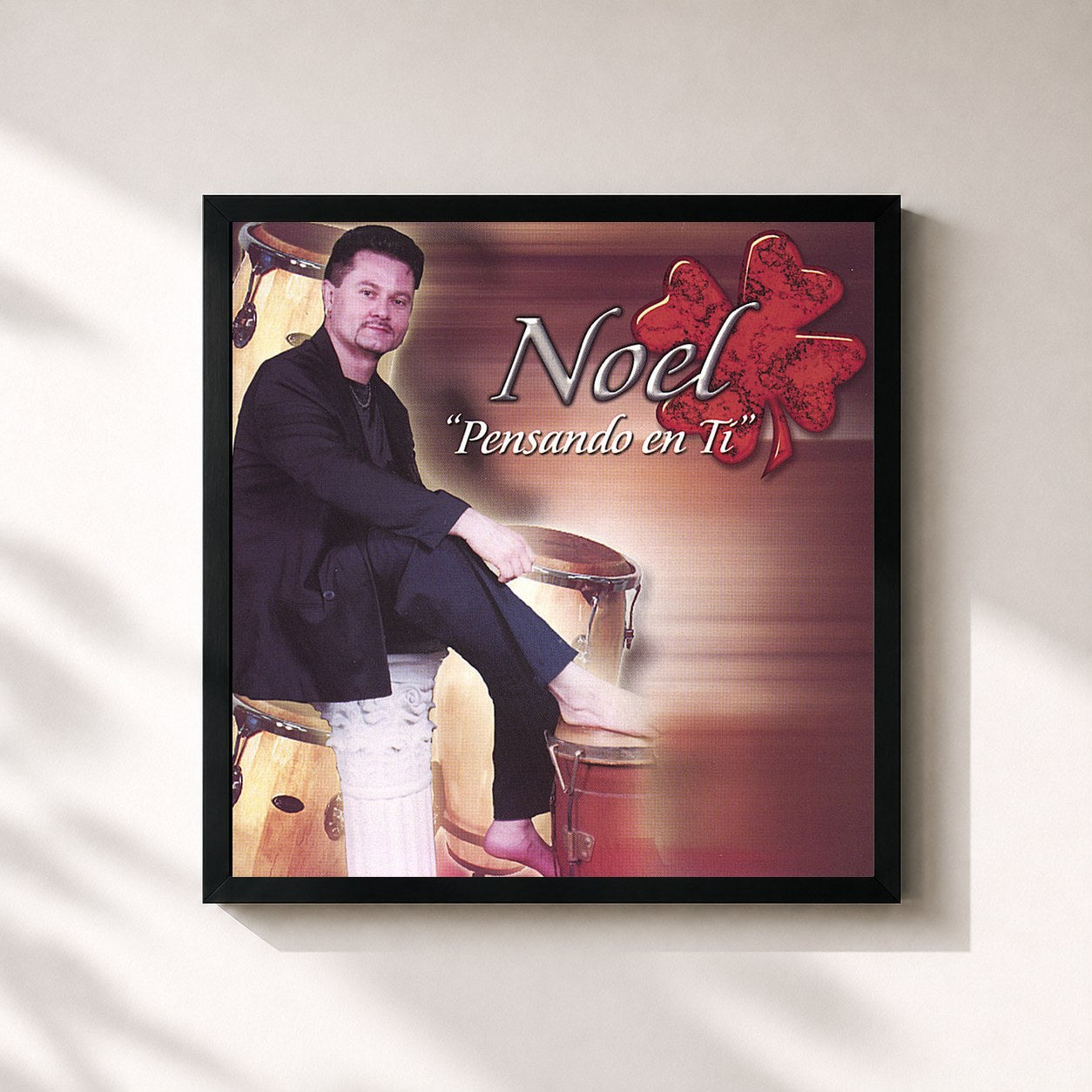 #noir Tableau carré de l'album Pensando En Ti de Noel, cadre noir 32x32 cm