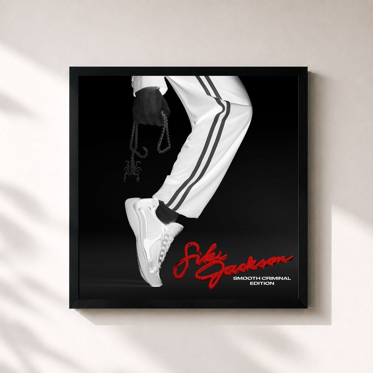 #noir Tableau carré de l'album SIKI JACKSON SMOOTH ​CRIMINAL EDITION de Summer Cem, cadre noir 32x32 cm