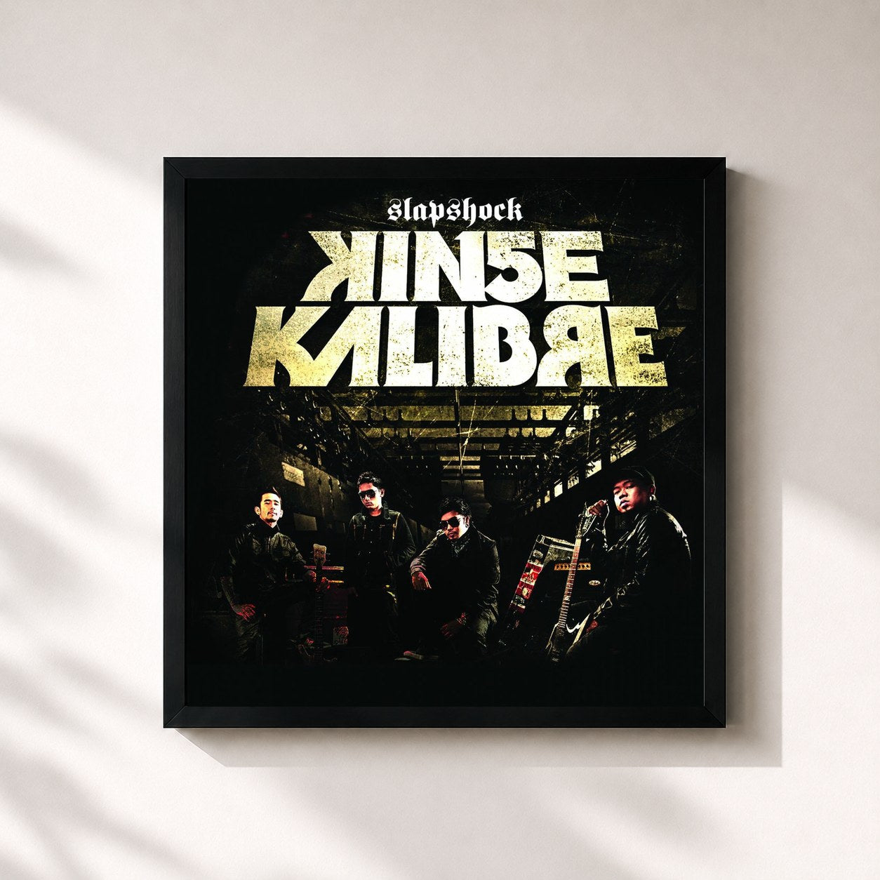 #noir Tableau carré de l'album Kinse Kalibre de Slapshock, cadre noir 32x32 cm