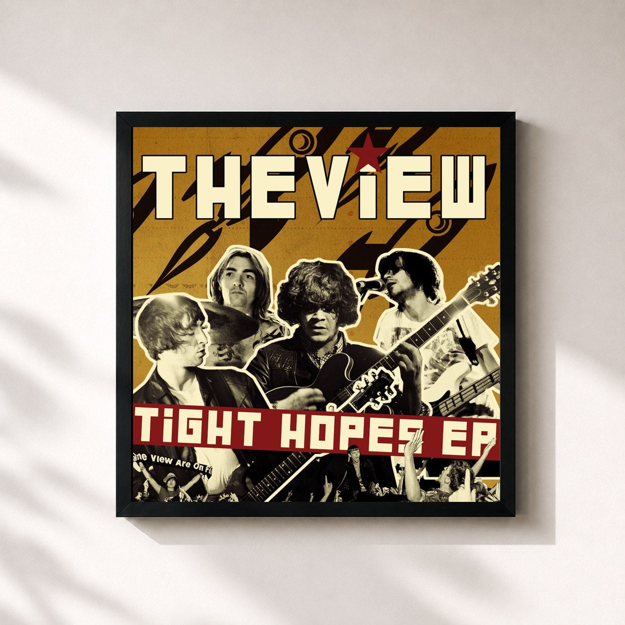 #noir Tableau carré de l'album Tight Hopes EP de The View, cadre noir 32x32 cm