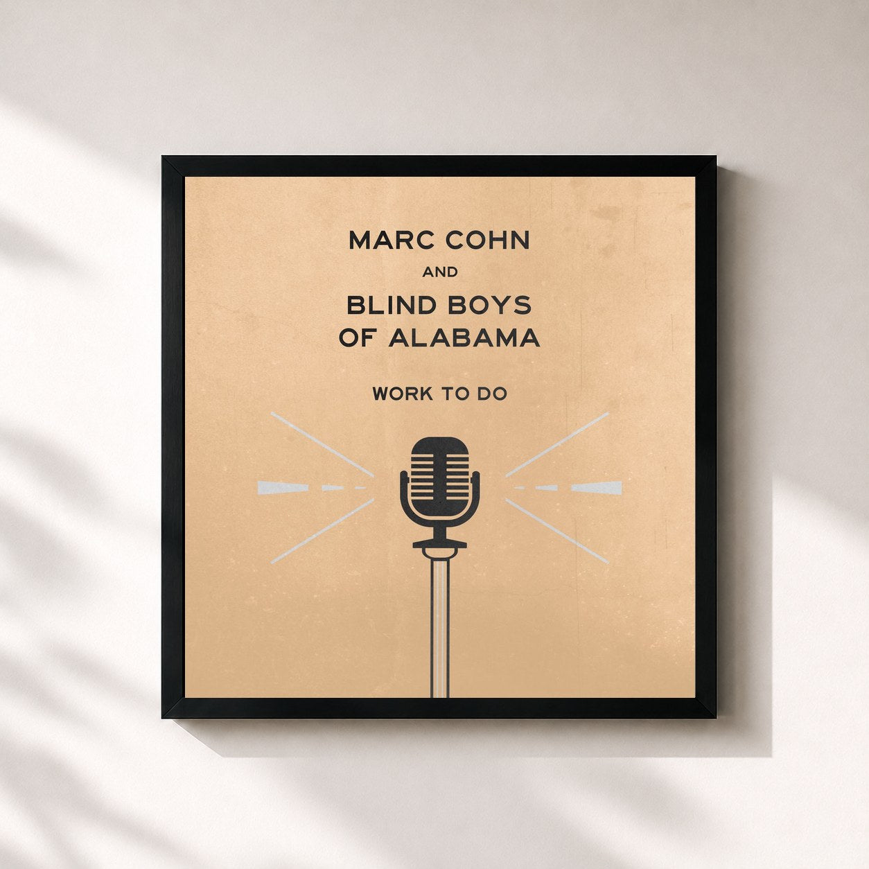 #noir Tableau carré de l'album Work To Do de Marc Cohn, cadre noir 32x32 cm