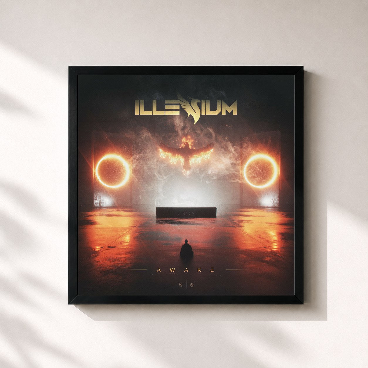 #noir Tableau carré de l'album Awake de Illenium, cadre noir 32x32 cm