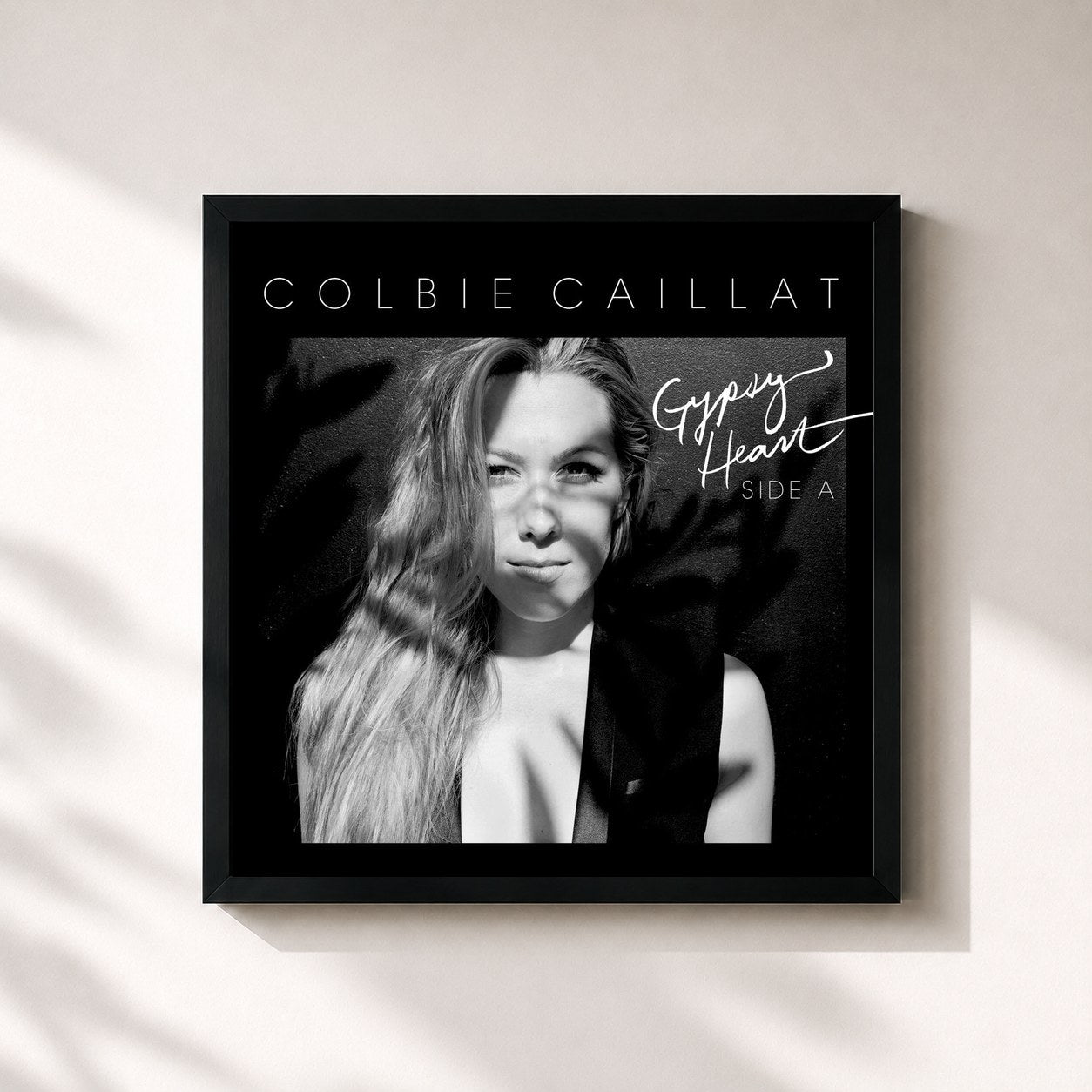 #noir Tableau carré de l'album Gypsy Heart Side A de Colbie Caillat, cadre noir 32x32 cm