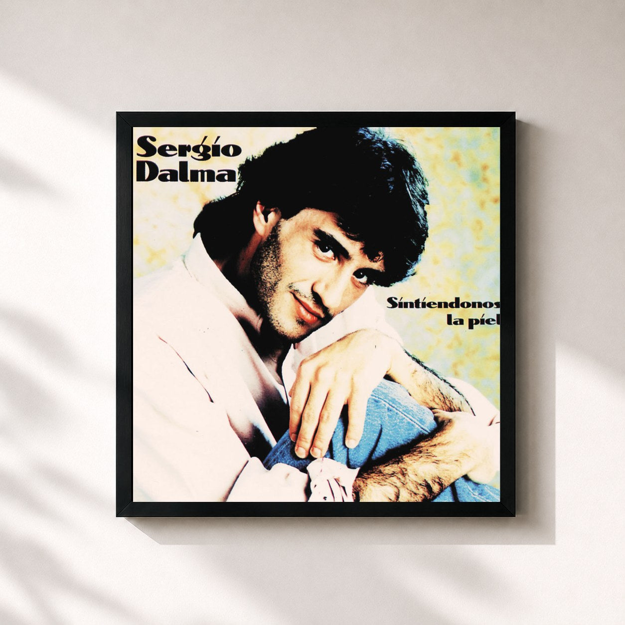 #noir Tableau carré de l'album Sintiendonos La Piel de Sergio Dalma, cadre noir 32x32 cm
