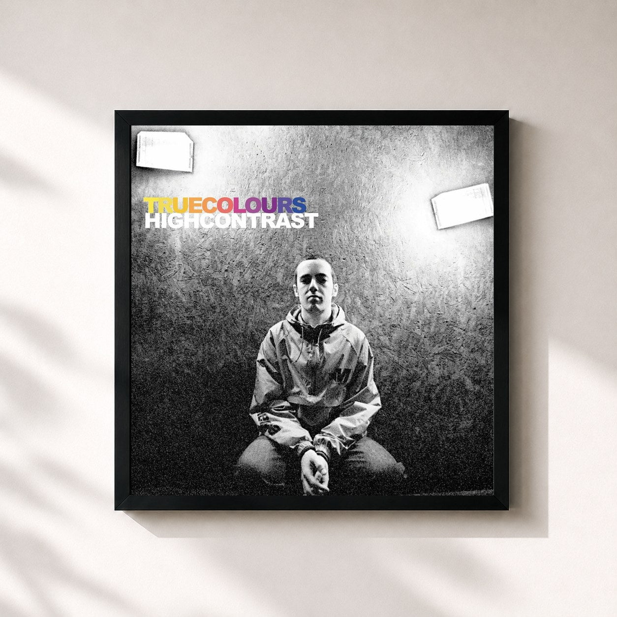 #noir Tableau carré de l'album True Colours de High Contrast, cadre noir 32x32 cm