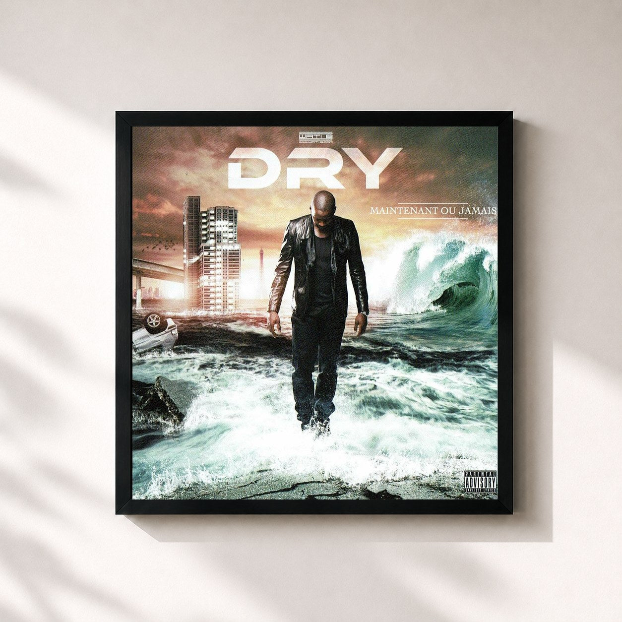 #noir Tableau carré de l'album Maintenant ou jamais de Dry, cadre noir 32x32 cm