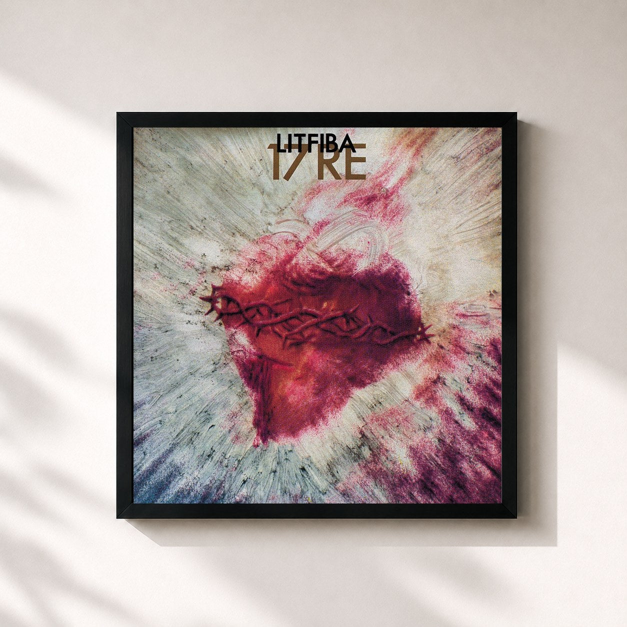 #noir Tableau carré de l'album 17 Re de Litfiba, cadre noir 32x32 cm