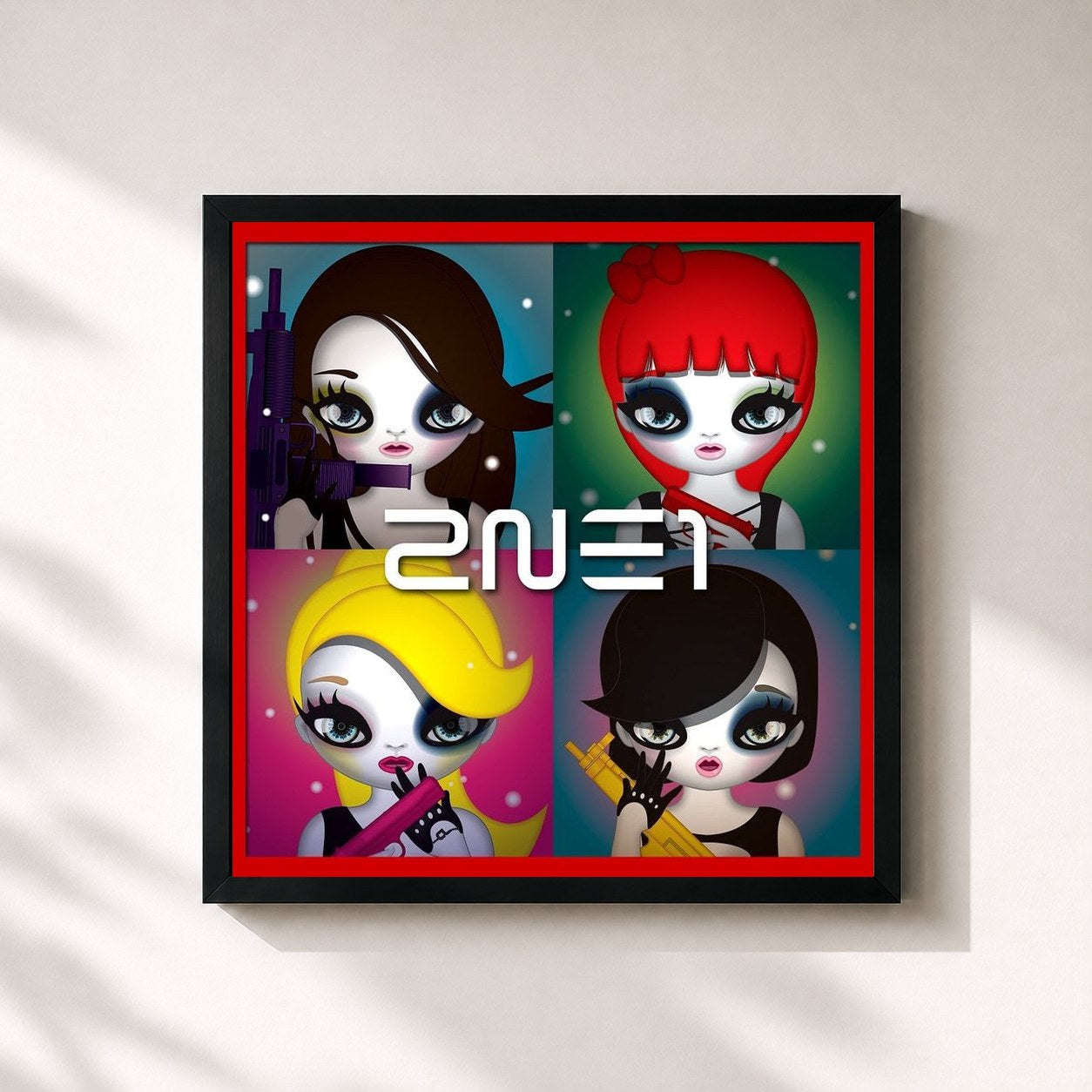 #noir Tableau carré de l'album 2nd Mini Album de 2NE1, cadre noir 32x32 cm