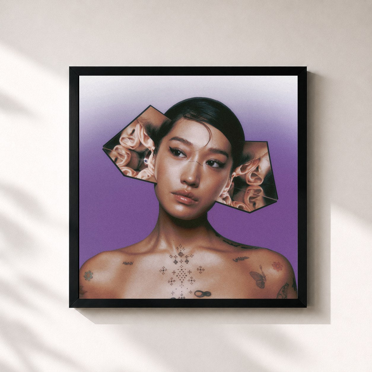#noir Tableau carré de l'album I Hear You – Bonus Tracks Edition de Peggy Gou, cadre noir 32x32 cm