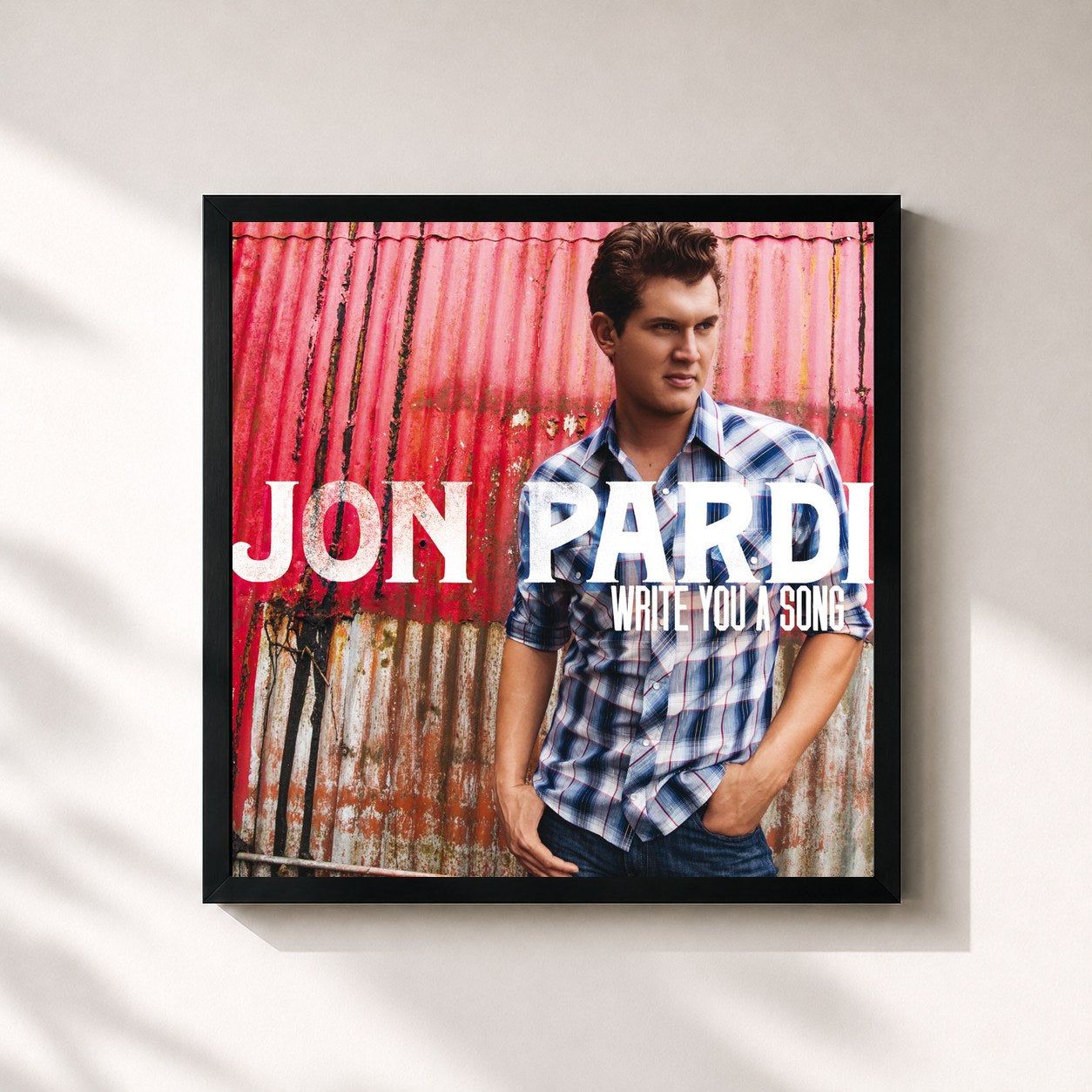 #noir Tableau carré de l'album Write You A Song de Jon Pardi, cadre noir 32x32 cm