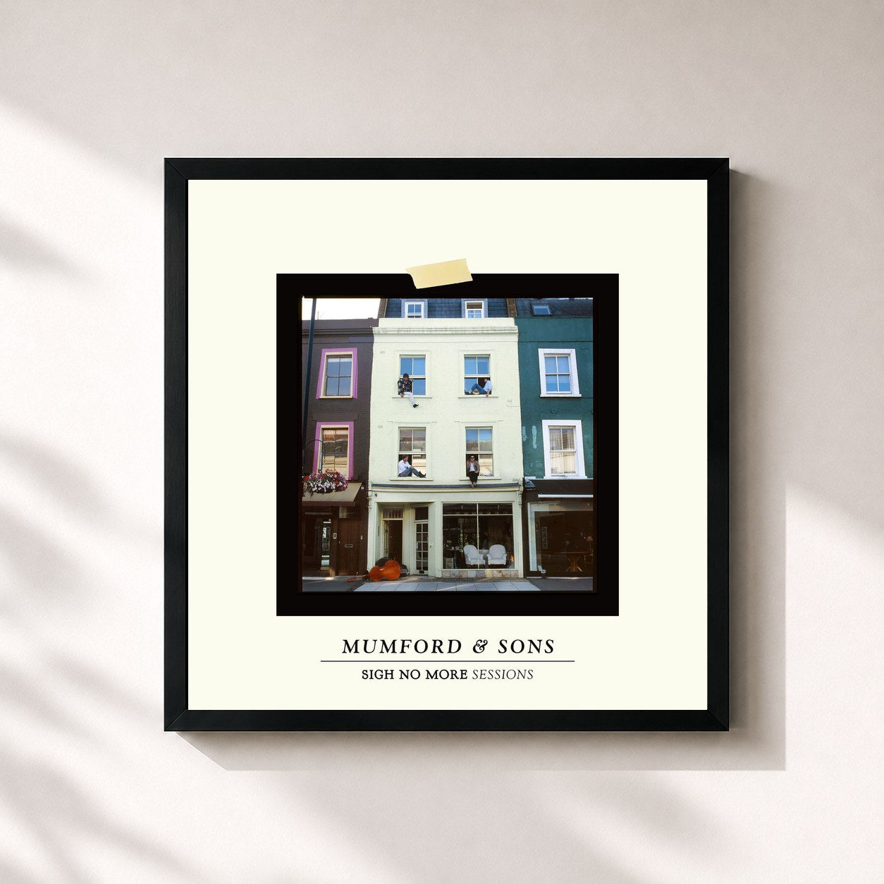 #noir Tableau carré de l'album Sigh No More Sessions de Mumford & Sons, cadre noir 32x32 cm
