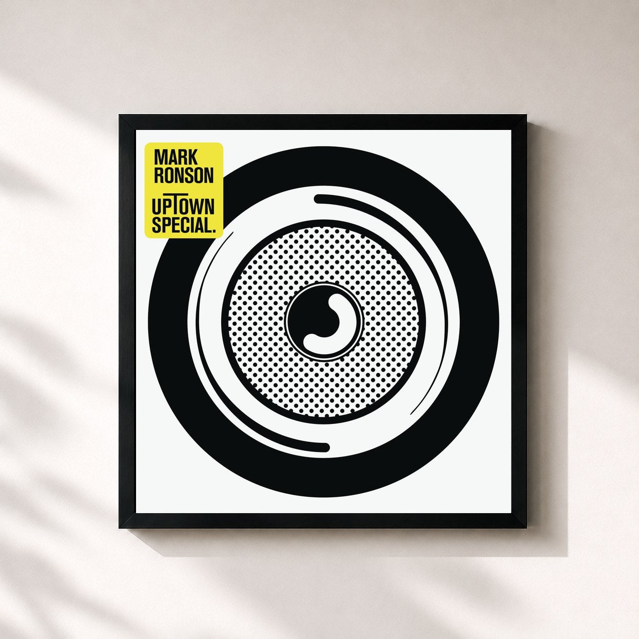 #noir Tableau carré de l'album Uptown Special de Mark Ronson, cadre noir 32x32 cm