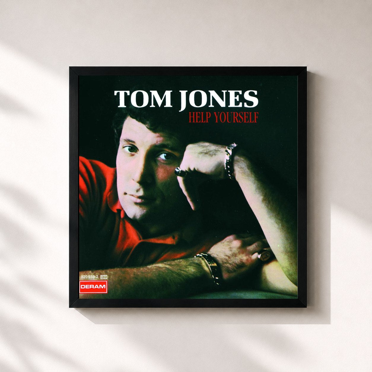 #noir Tableau carré de l'album Help Yourself de Tom Jones, cadre noir 32x32 cm