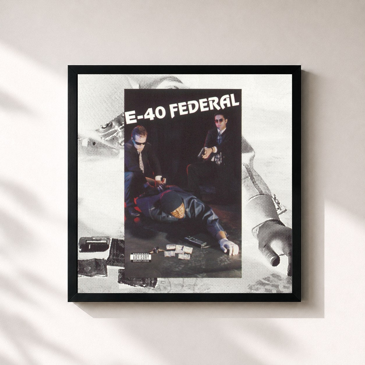 #noir Tableau carré de l'album Federal de E-40, cadre noir 32x32 cm