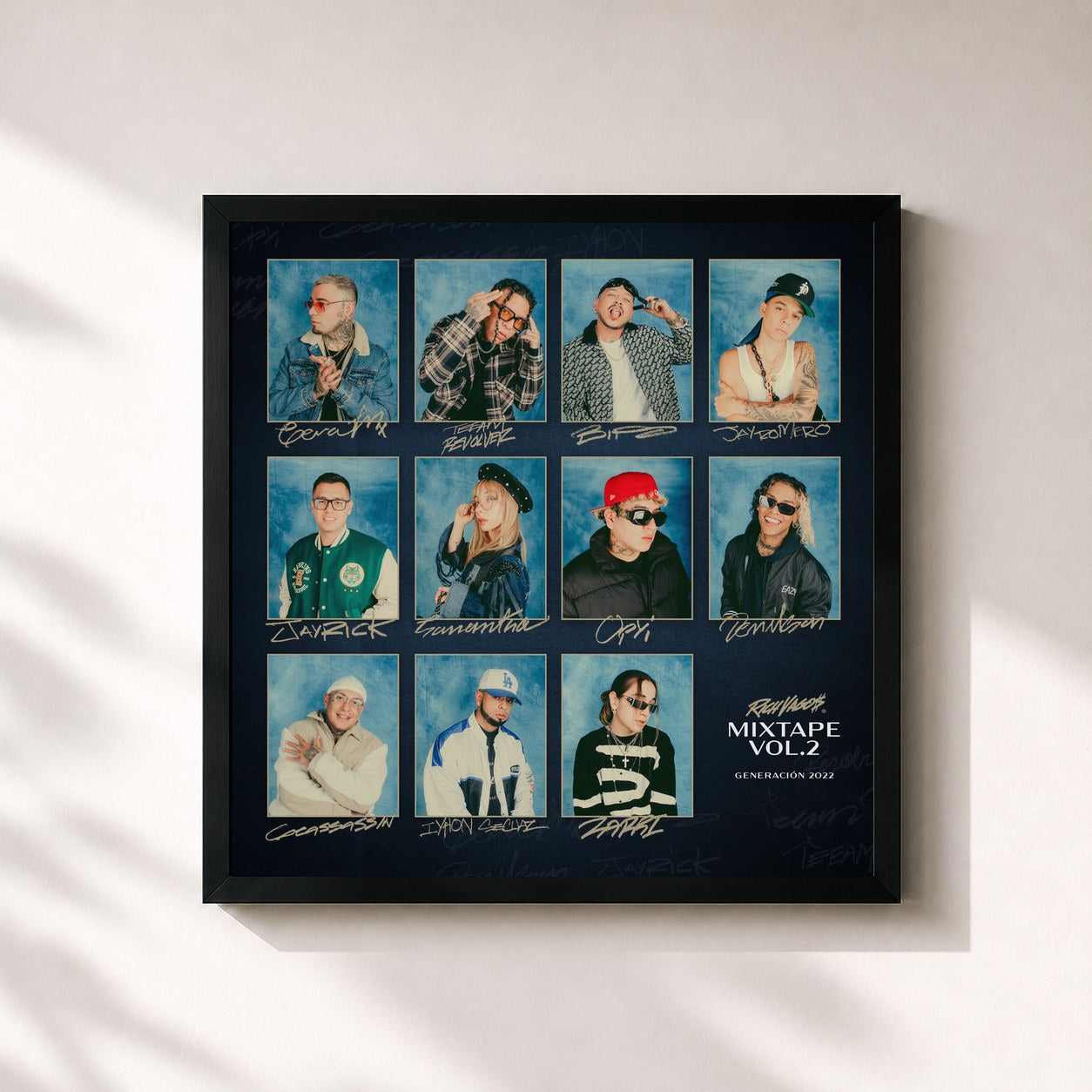 #noir Tableau carré de l'album Rich Vagos Mixtape, Vol. 2 de Rich Vagos, cadre noir 32x32 cm