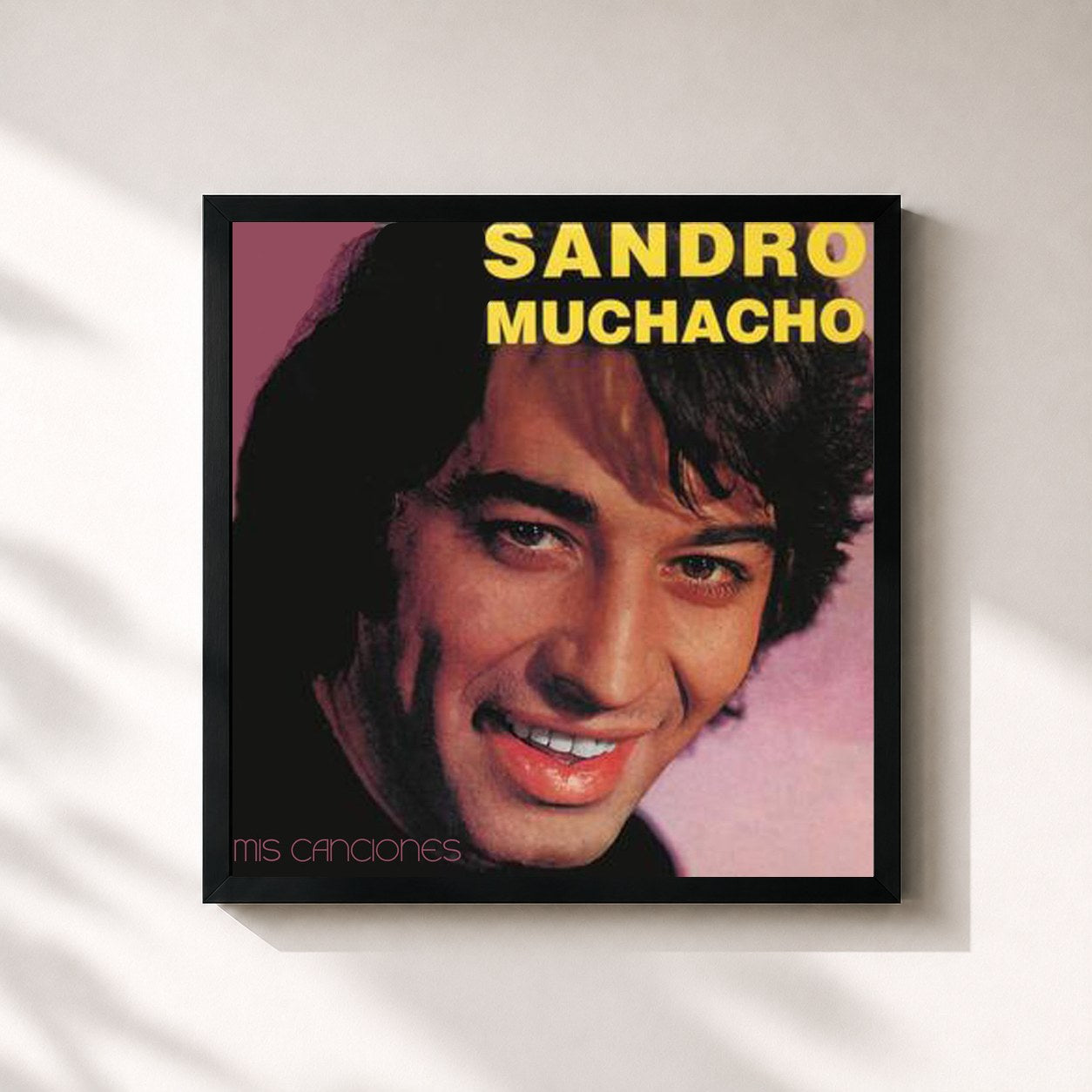 #noir Tableau carré de l'album Muchacho de Sandro, cadre noir 32x32 cm