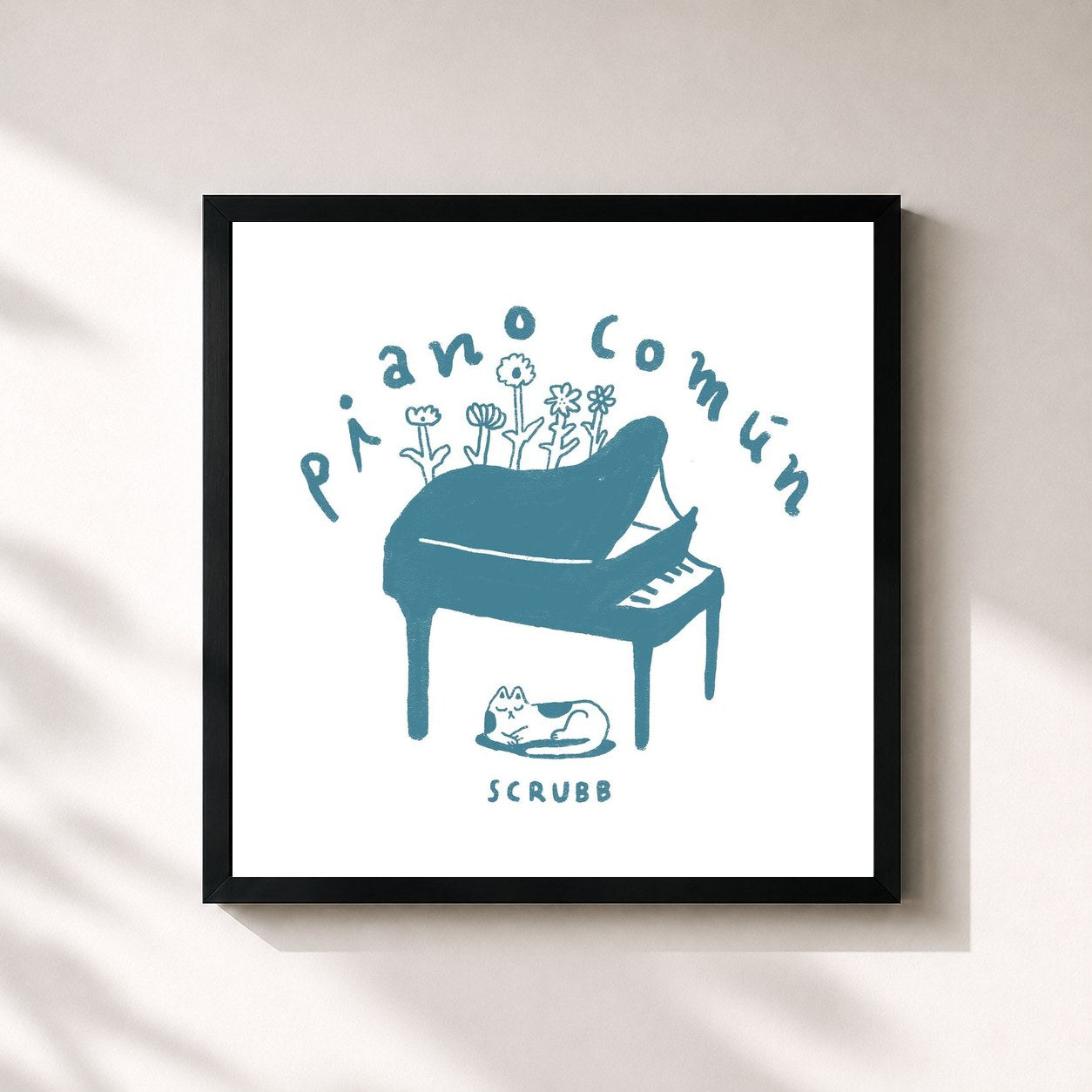 #noir Tableau carré de l'album SCRUBB : Piano Común, Vol. 1 de Scrubb, cadre noir 32x32 cm