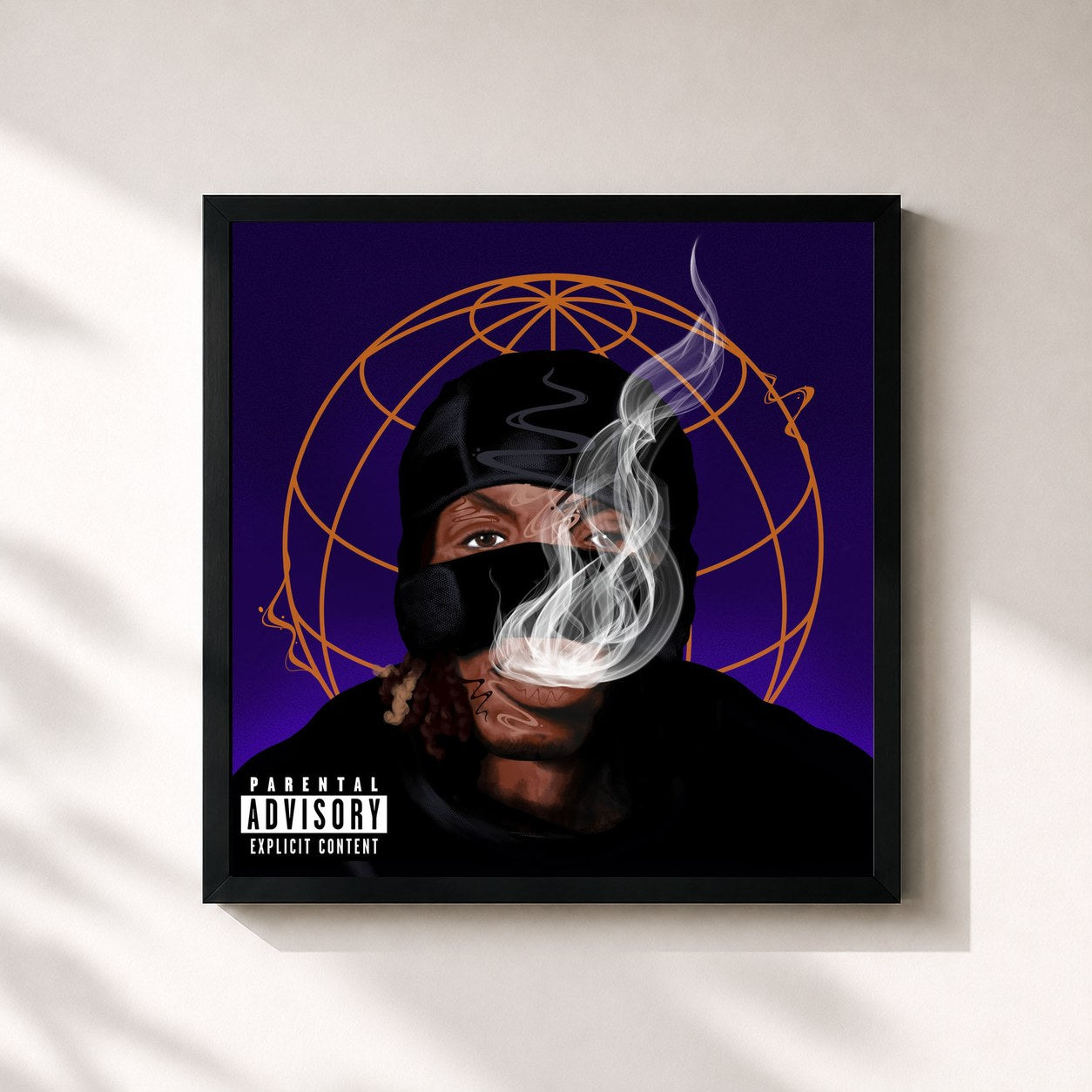 #noir Tableau carré de l'album All Eyes On Me Against The World (Side B) de Youngs Teflon, cadre noir 32x32 cm