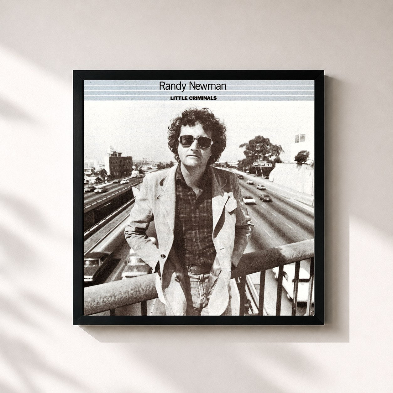 #noir Tableau carré de l'album Little Criminals de Randy Newman, cadre noir 32x32 cm