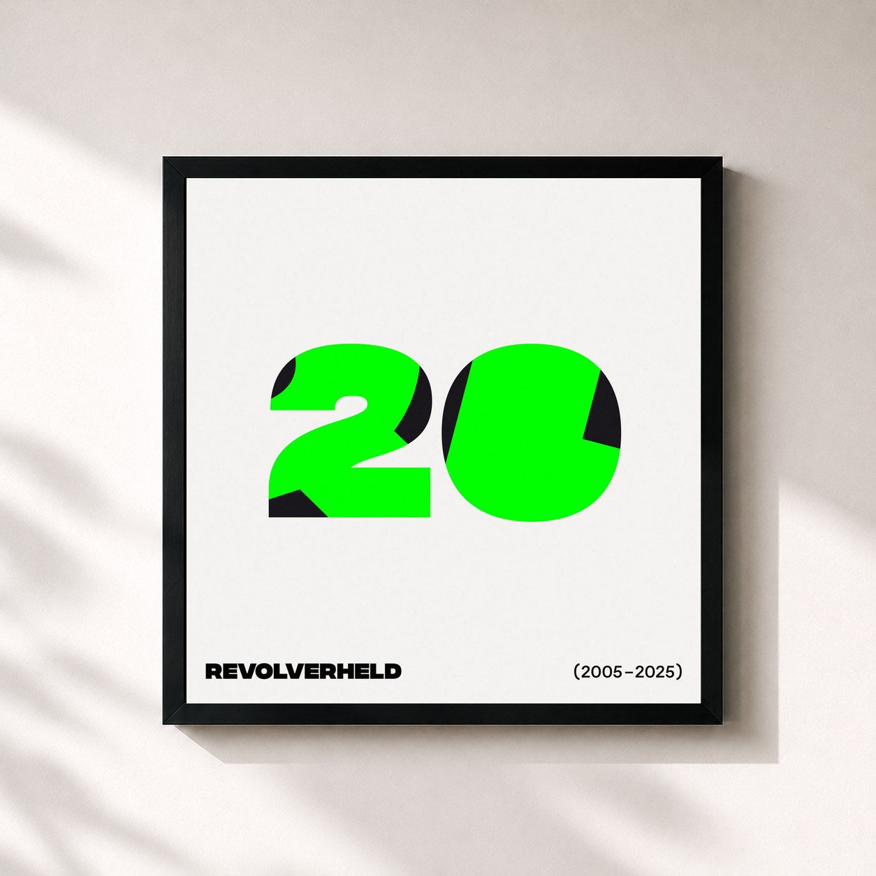 #noir Tableau carré de l'album 20 de Revolverheld, cadre noir 32x32 cm