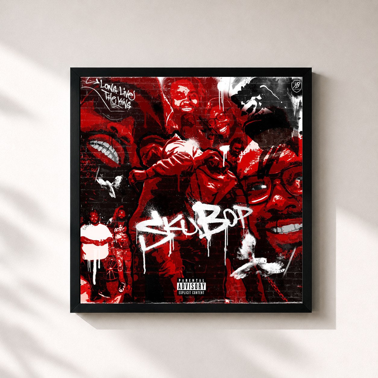 #noir Tableau carré de l'album SkuBop de Sada Baby, cadre noir 32x32 cm