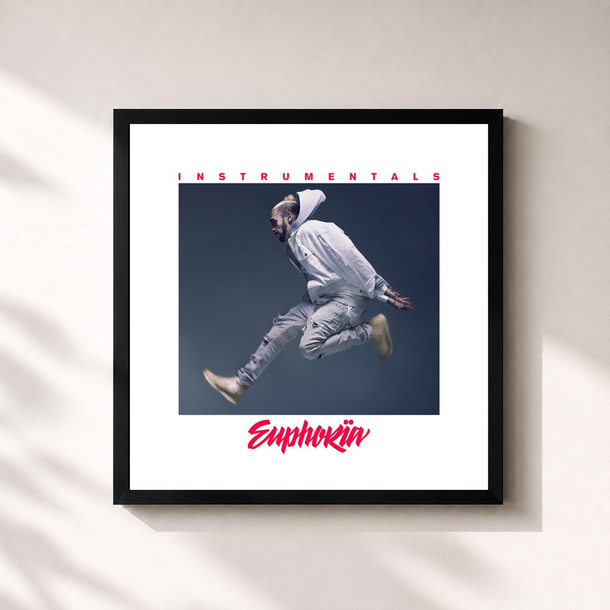 #noir Tableau carré de l'album Euphoria (Instrumentals) de Ali As, cadre noir 32x32 cm