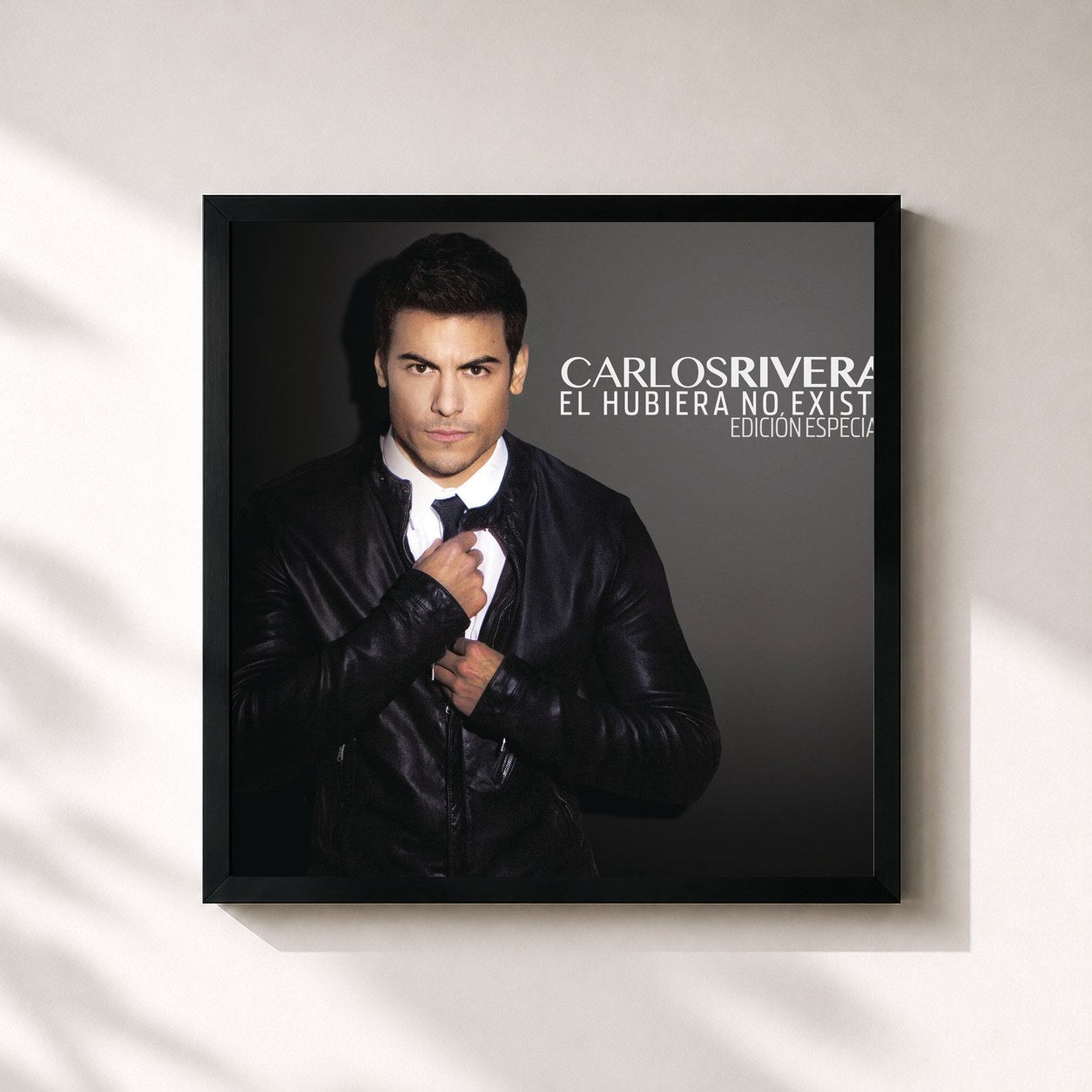 #noir Tableau carré de l'album El Hubiera No Existe de Carlos Rivera, cadre noir 32x32 cm