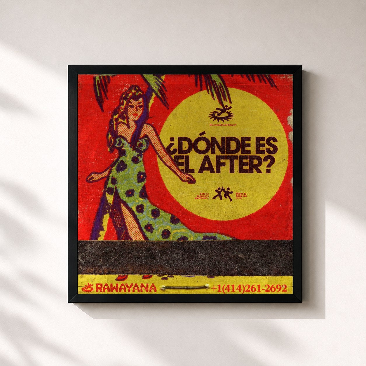 #noir Tableau carré de l'album ¿Dónde Es El After? de Rawayana, cadre noir 32x32 cm
