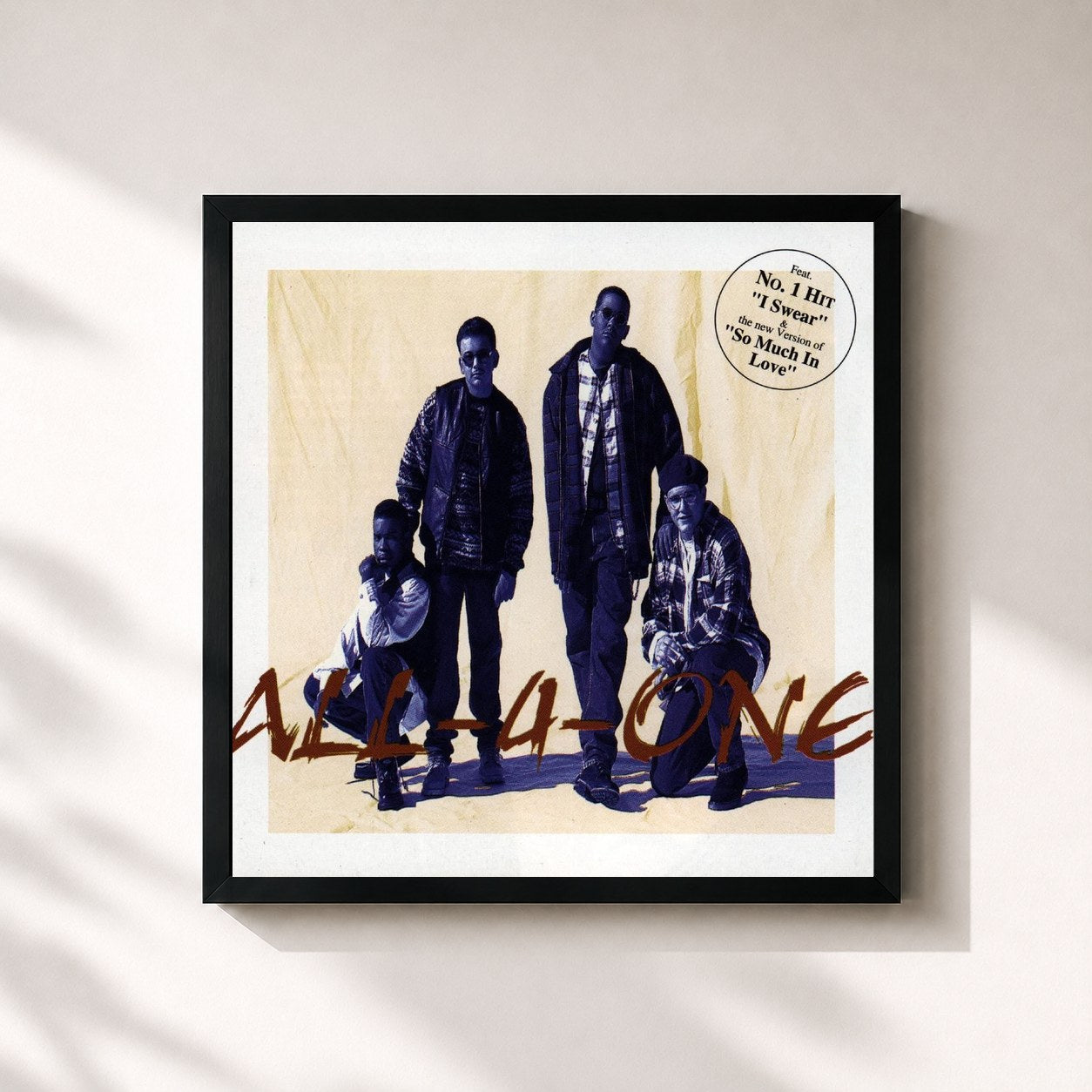 #noir Tableau carré de l'album All-4-One de All-4-One, cadre noir 32x32 cm