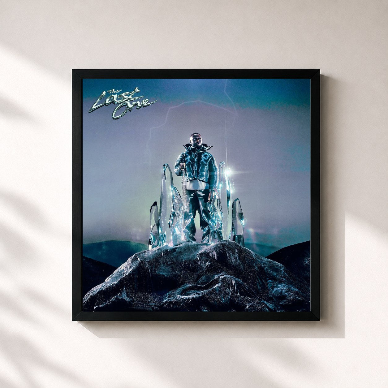 #noir Tableau carré de l'album The Last One de Headie One, cadre noir 32x32 cm