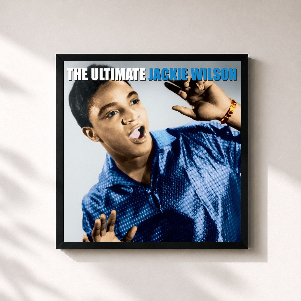 #noir Tableau carré de l'album The Ultimate Jackie Wilson de Jackie Wilson, cadre noir 32x32 cm