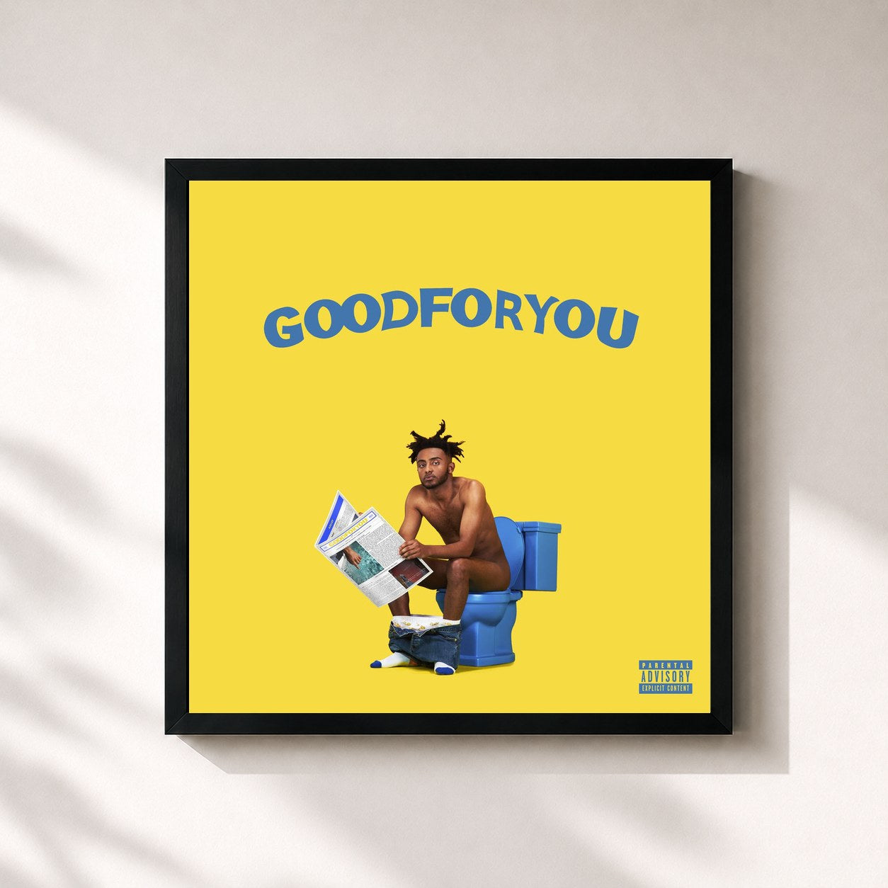 #noir Tableau carré de l'album Good For You de Amine, cadre noir 32x32 cm