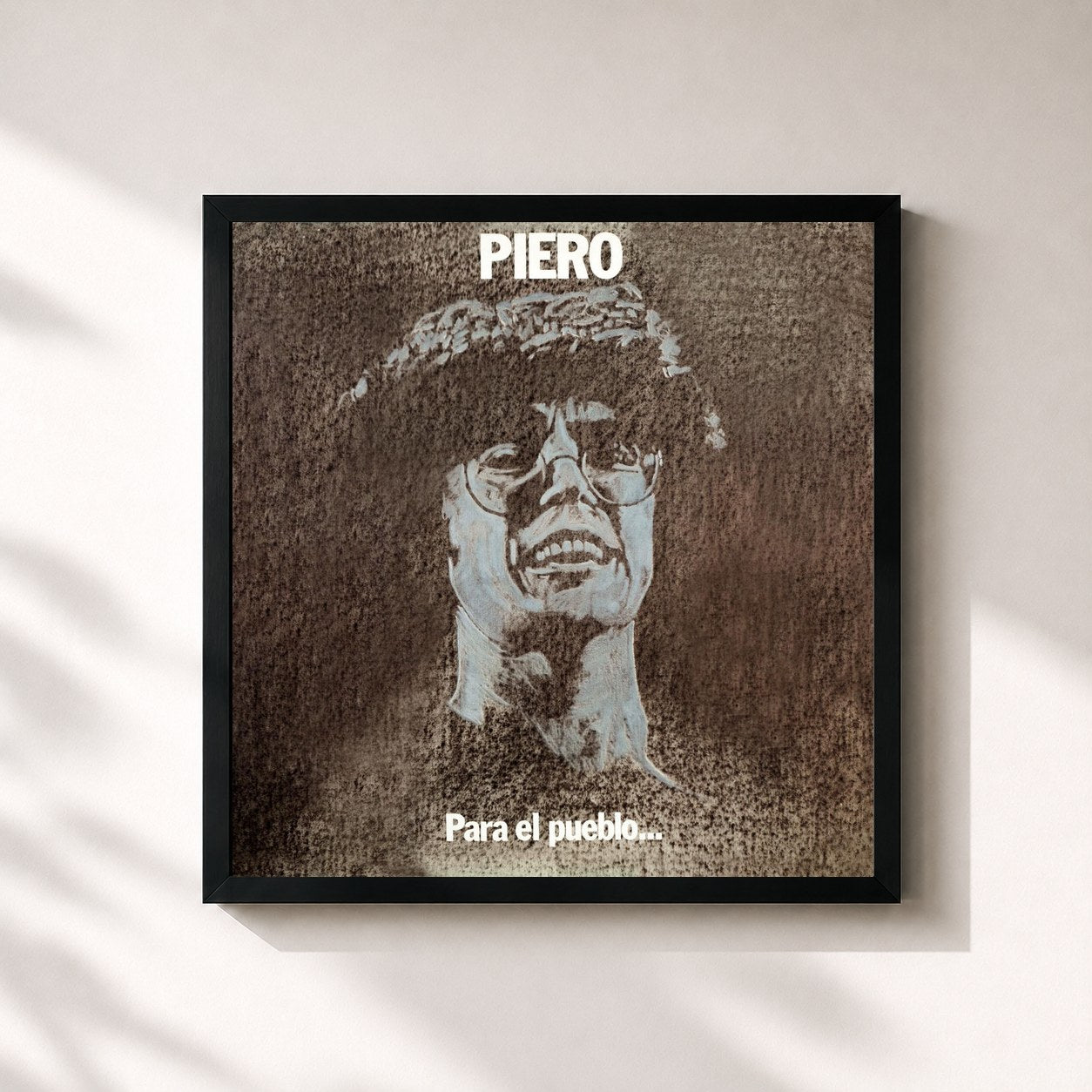 #noir Tableau carré de l'album Para el Pueblo lo Que Es del Pueblo de Piero, cadre noir 32x32 cm