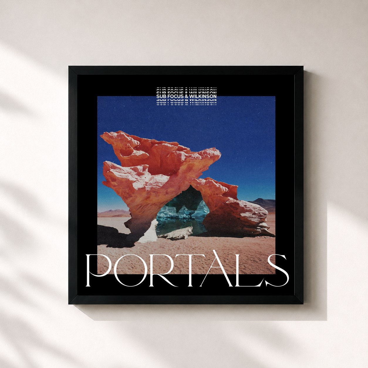 #noir Tableau carré de l'album Portals de Sub Focus, cadre noir 32x32 cm