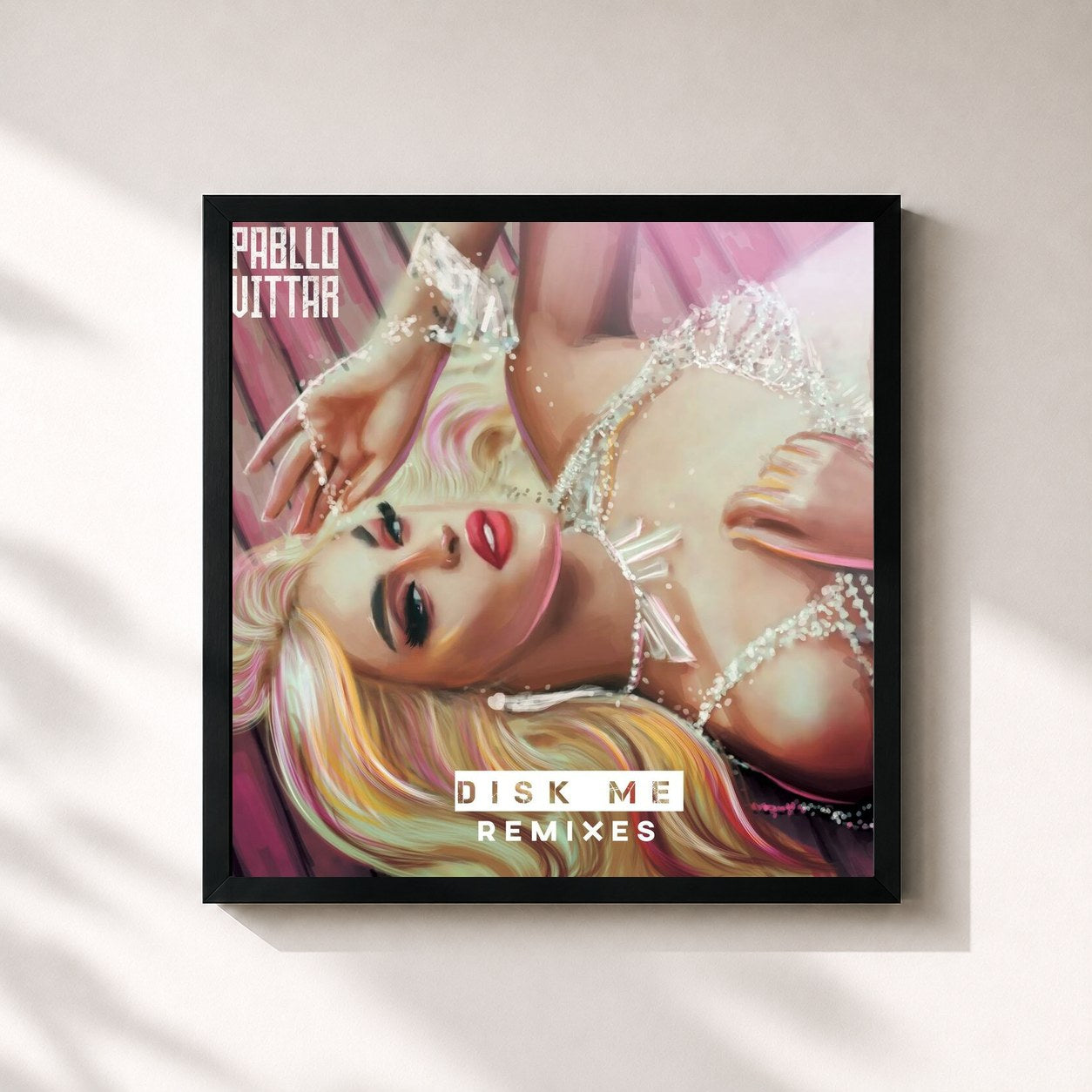 #noir Tableau carré de l'album Disk Me (Remixes) de Pabllo Vittar, cadre noir 32x32 cm