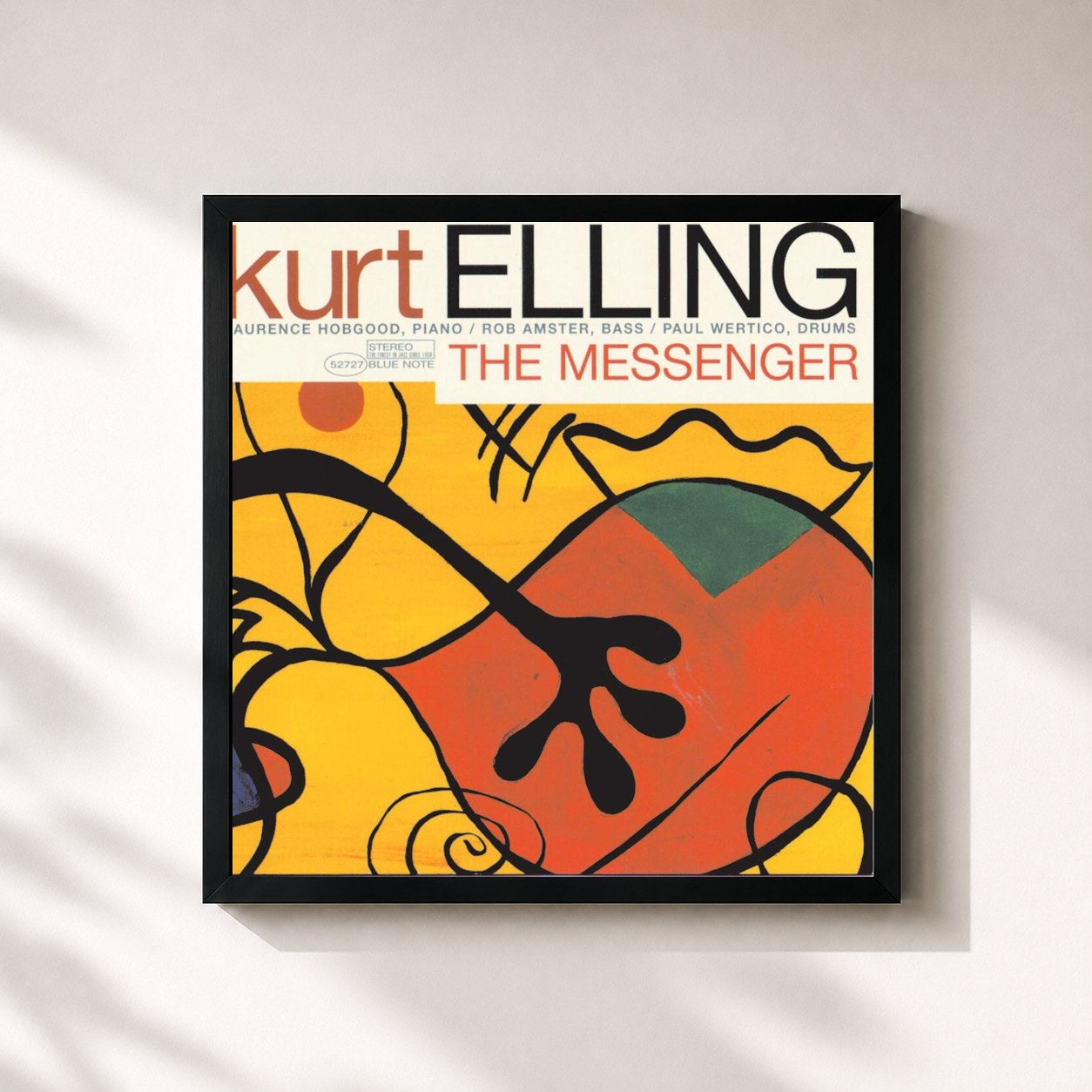 #noir Tableau carré de l'album The Messenger de Kurt Elling, cadre noir 32x32 cm