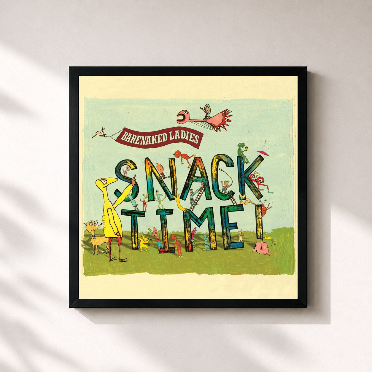 #noir Tableau carré de l'album Snacktime de Barenaked Ladies, cadre noir 32x32 cm