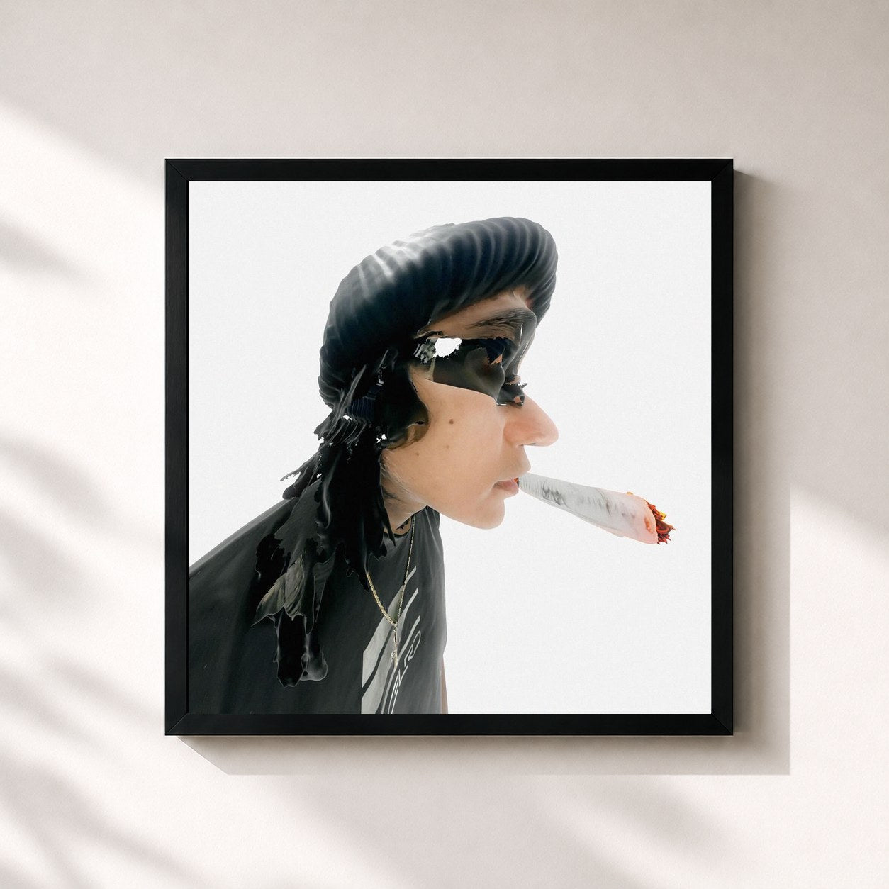 #noir Tableau carré de l'album Stoner de Eyedress, cadre noir 32x32 cm